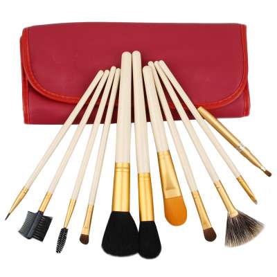 Professional 11 PCS Make Up Brush Set Soft Synthetic Hair White Handle Brush with Bag